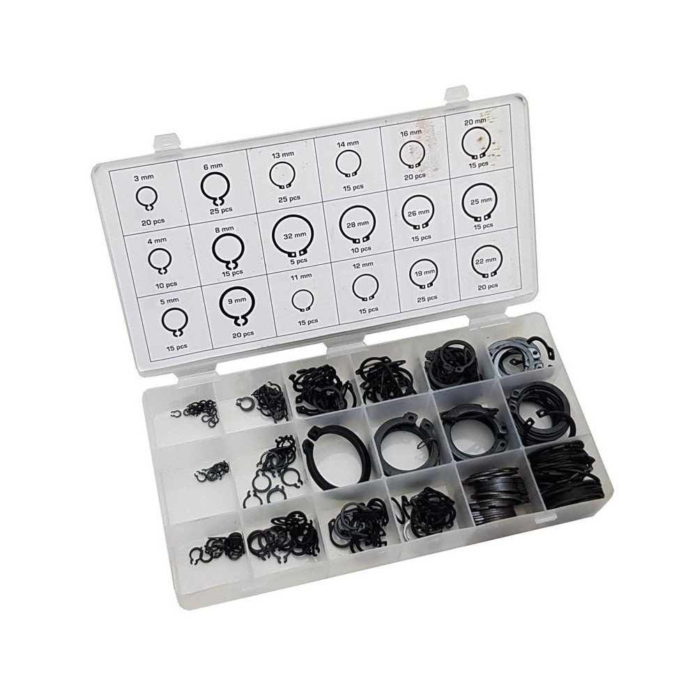 Variedade de anéis de segurança externos Ø 3 - 32 mm 300 peças