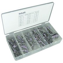 Variedade de 150 pinos de aba tipo r - cromo de prata