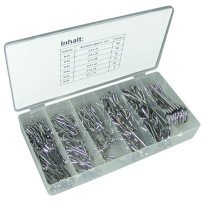 Surtido de 150 Pasadores de Aleta Tipo R – Cromo Plateado