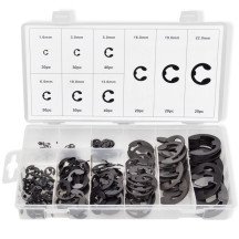 Capacidade de 300 peças métricas E-Clip 1.5 – 22 mm em caixa de organização