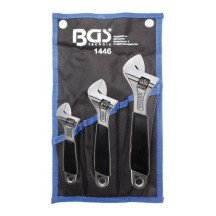 Jogo de 3 chaves ajustáveis ​​(inglesas) com mandril central