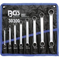 Defina 8 peças de chaves de estrela dupla plana extra, 6-22 mm.