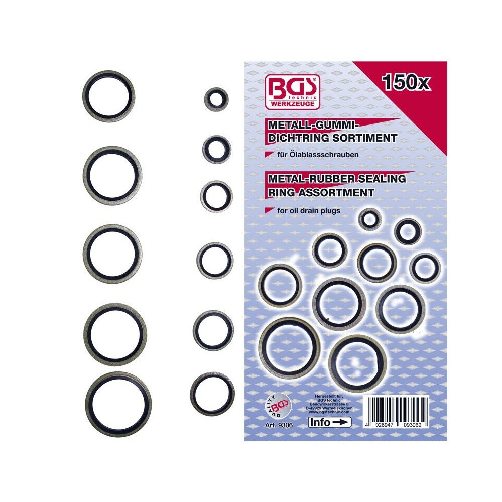 Surtido 150 Arandelas metal goma