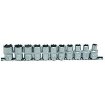 Conjunto de 11 soquetes curtos de 1/2, 6 lados, 10-21 mm.