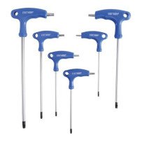 Juego de  6 piezas destornilladores con empuñadura en T , perfil en T (para Torx) con perforación T10 - T40
