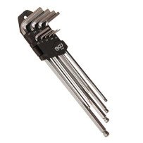 Conjunto de 9 chaves Allen extra longas com ponta esférica - polegadas