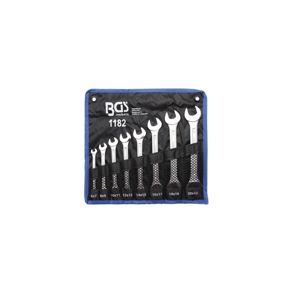 Jogo de 8 chaves fixas 6x7-20x22 mm.