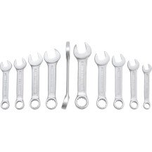 Conjunto de 10 chaves combinadas extra curtas de 10-19 mm.
