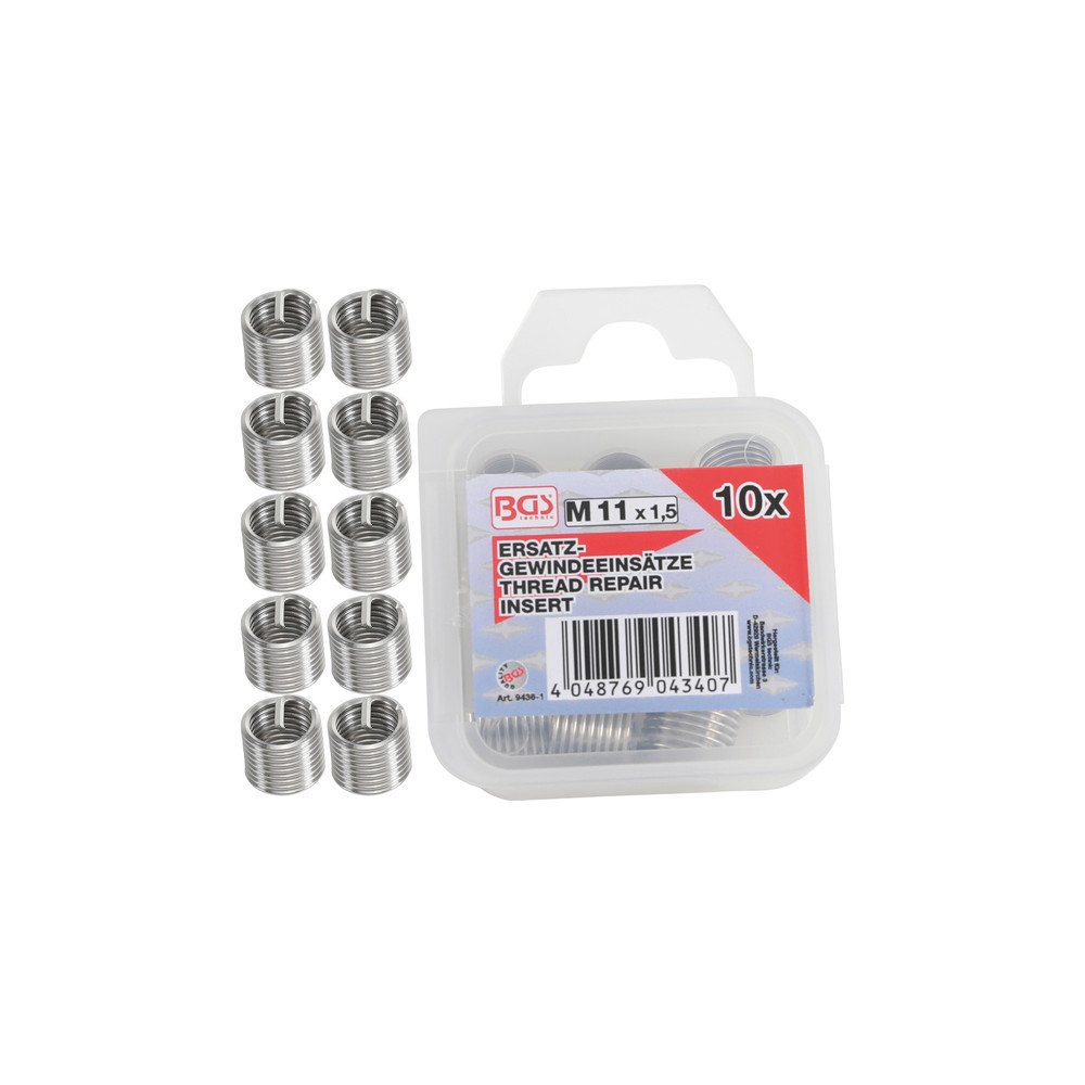 Conjunto de 10 pastilhas de reposição HELICOIL® M11x1,5 Conjunto de 10 pastilhas de reposição HELICOIL® M11x1,5
