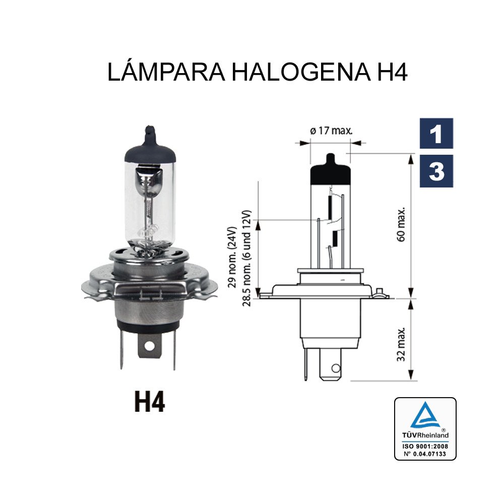 Lâmpada Halogena H-4 12V 60/55W (P43t)
