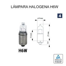 Lâmpada Halogena H6 12v 6w MINI (BAX9s)