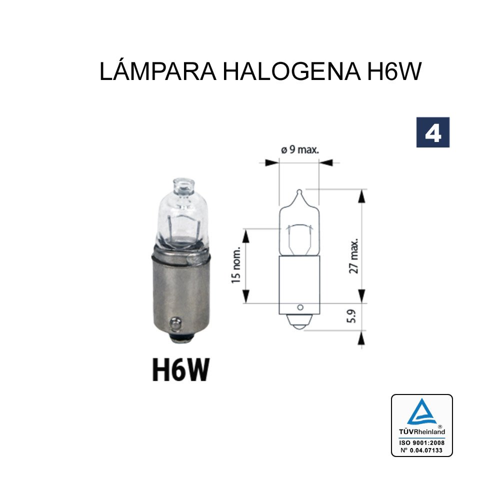 Lâmpada Halogena H6 12v 6w MINI (BAX9s)