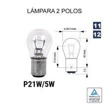 Luminária de 2 polos P-21/5 12V 21/5W (BAY15d)