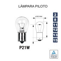 Lâmpada 1 Pólo P21W 12V 21W (BA15s) 10 UNDS
