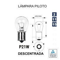 Lámpara 1 Polo P-21 12V 21W Descentrada (BAU15s) 10 UNDS
