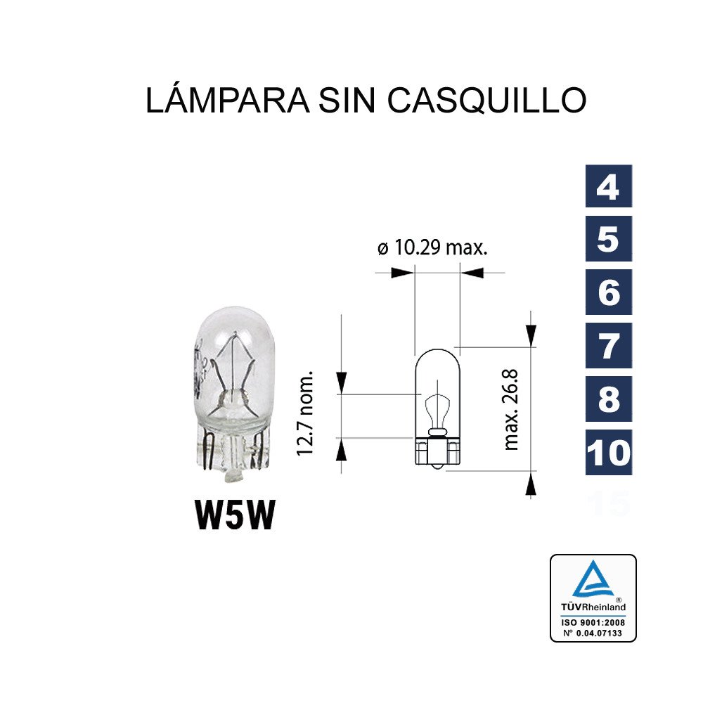 W-5 12V 5W (W2,1x9,5d) W-5 12V 5W (W2,1x9,5d)