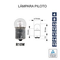 Lâmpada piloto R10W 12V 10W (BA15s scc) 10 UNDS