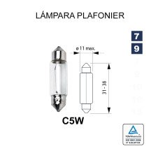 Lâmpada Plafonier C5W 12V 5W o11x38 mm