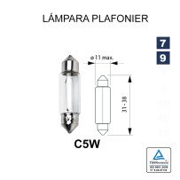 Lámpara Plafonier C5W 12V 5W  ø11x38 mm 10 UNDS