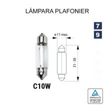 Lampara Plafonier C10W 12V 10W o11x38 mm
