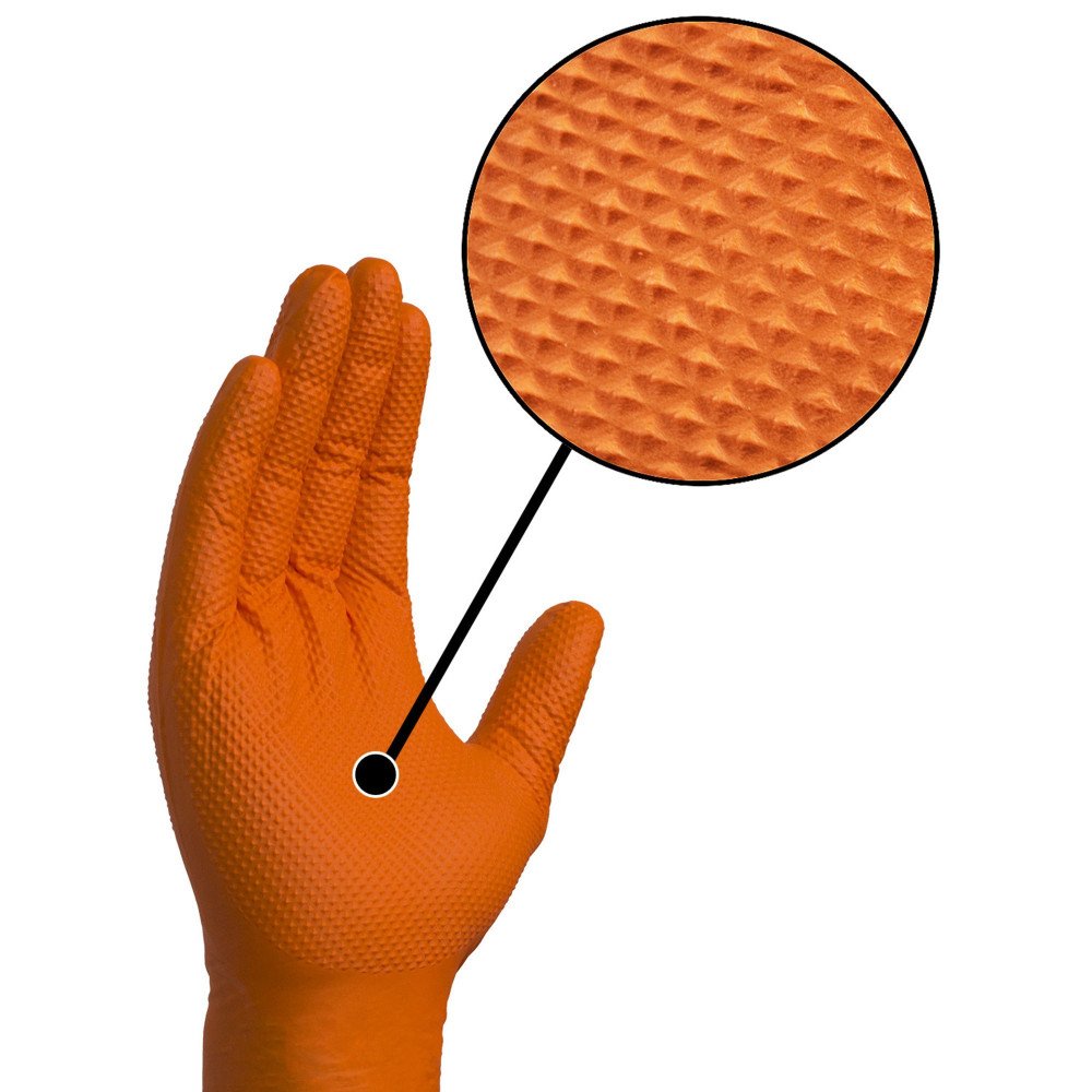 Guante desechable nitrilo naranja diamantado Talla M/8