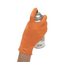 Luva descartável de nitrila diamante laranja tamanho M/8