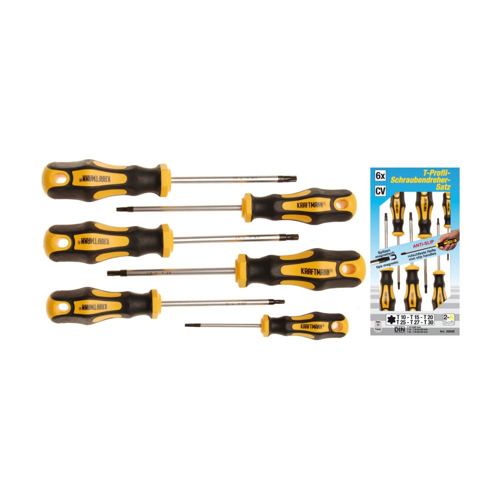 Jogo 6 Chaves de fenda Torx T10 - T30