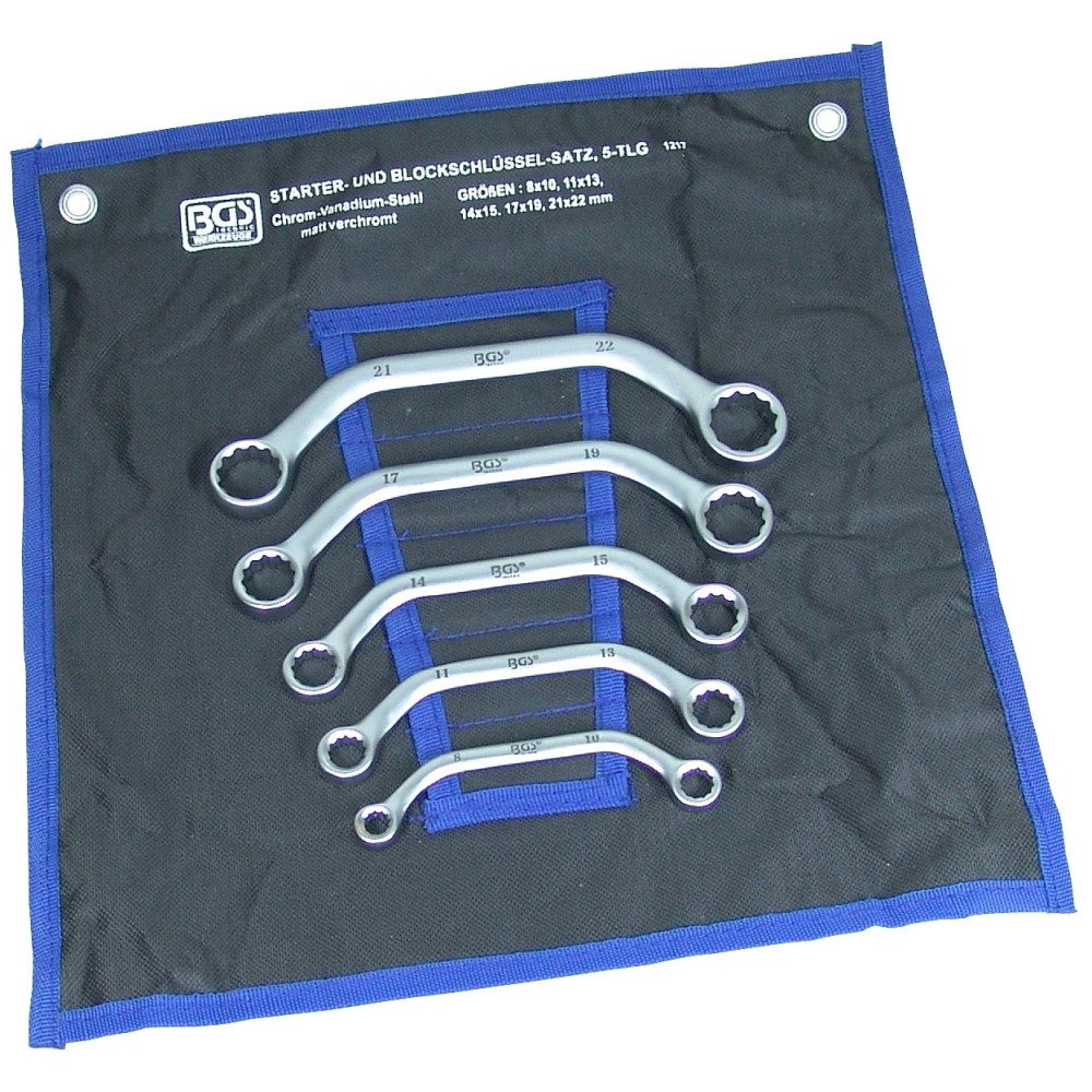 Conjunto de 5 chaves estrela meia-lua 8x10-21x22 mm.