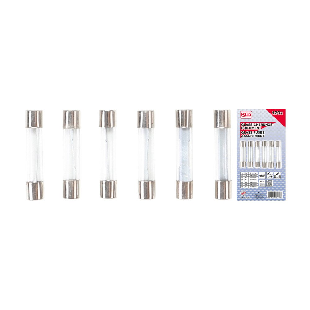 Sortido de fusíveis de vidro 120 peças