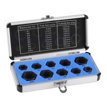 Conjunto de soquete extrator de parafuso espiral de 10 peças