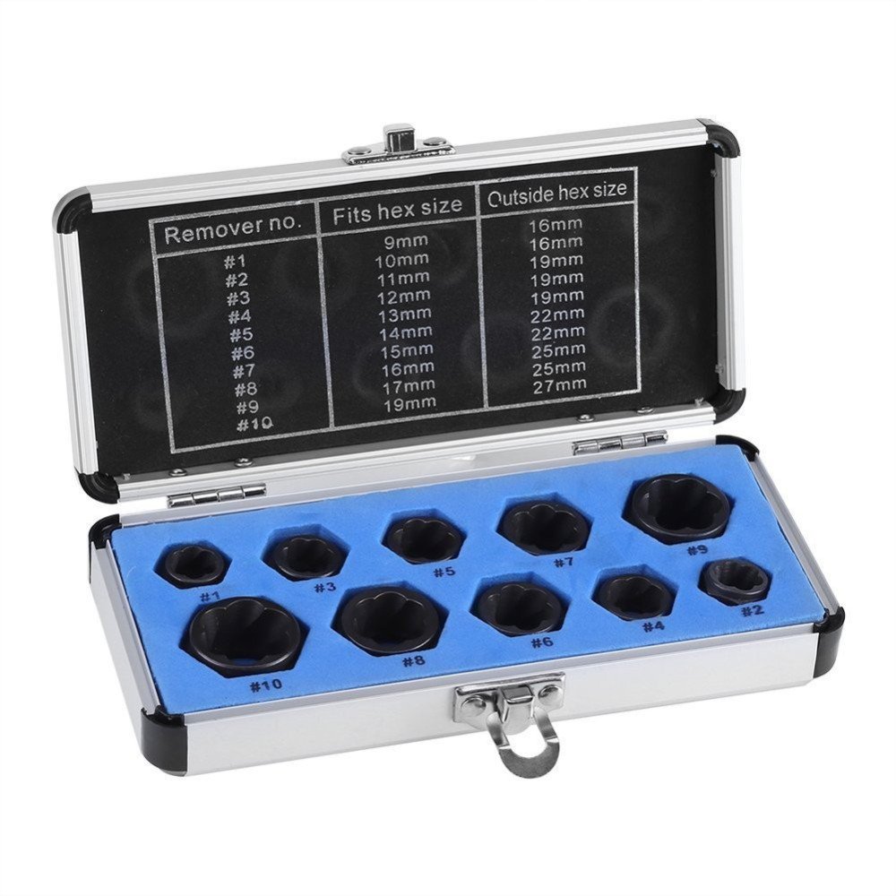 Conjunto de soquete extrator de parafuso espiral de 10 peças Conjunto de soquete extrator de parafuso espiral de 10 peças