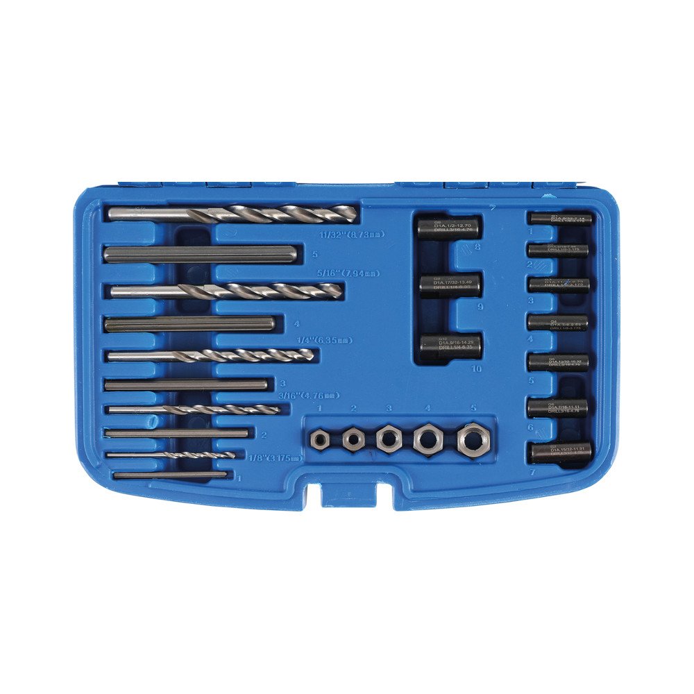 Juego 25 piezas de extractores de tornillos HSS