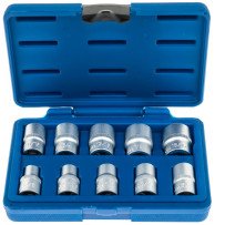 Juego 10 llaves de vasos en pulgadas 1/2