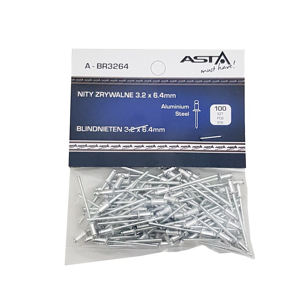 REMACHE ALUMINIO 3.2 X 6.4 MM 100 PCS REMACHE ALUMINIO 3.2 X 6.4 MM 100 PCS