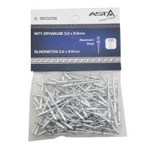 Rebite de alumínio 3,2 x 9,6 mm, pacote com 100 unidades