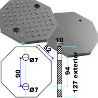 Almofada de elevação de borracha octogonal para espaço