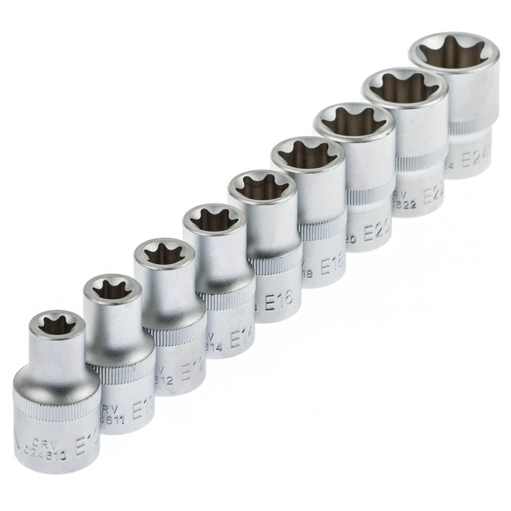 Jogo 9 copos 1/2 Torx curto