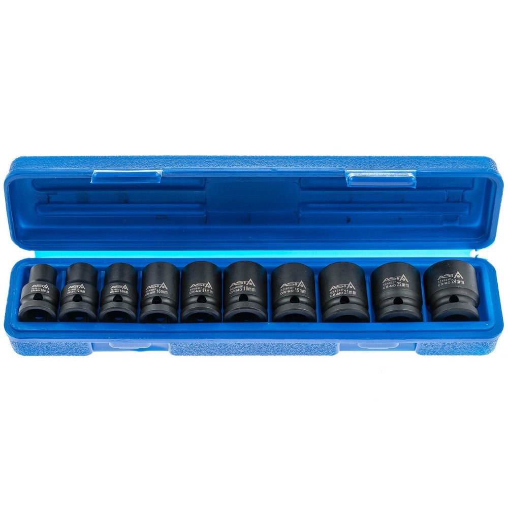 Jogo de 10 chaves de impacto curtas de 1/2" Jogo de 10 chaves de impacto curtas de 1/2"
