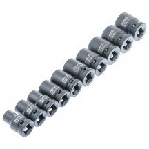 Juego 10 llaves de vaso de impacto cortos 1/2"