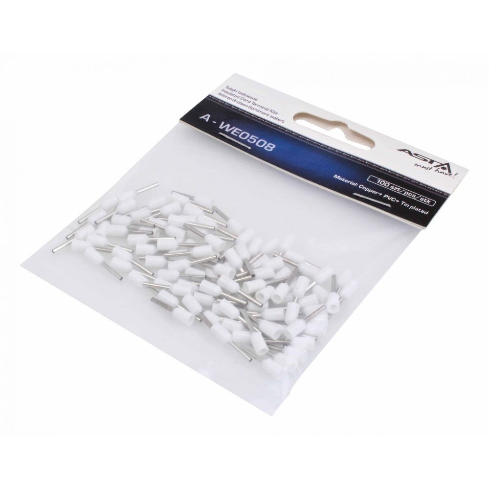 Terminal isolado para cabo E0508 branco Terminal isolado para cabo E0508 branco