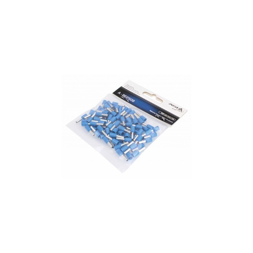 Terminal de cabo isolado E2508 Azul 100 Pcs Terminal de cabo isolado E2508 Azul 100 Pcs