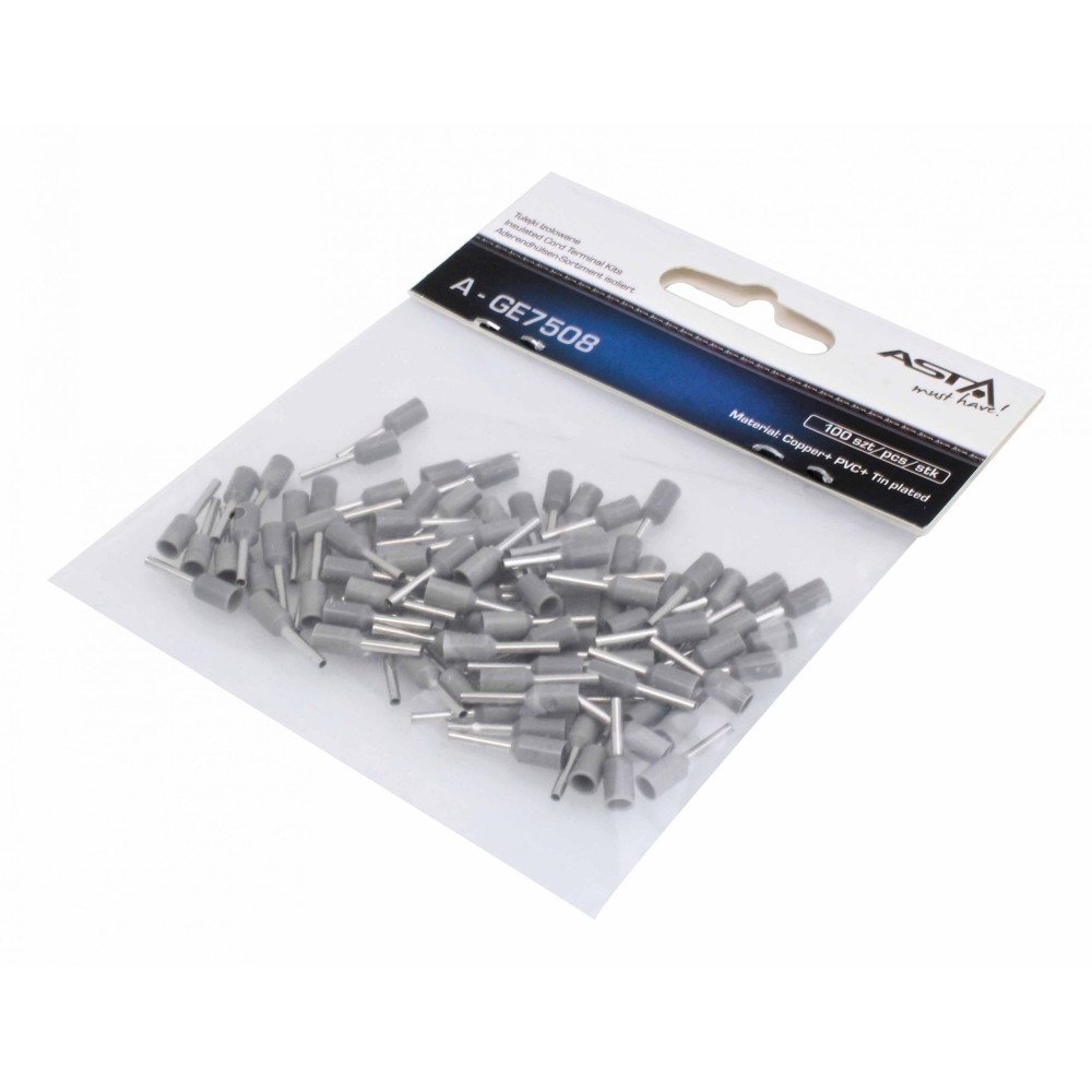 Terminal aislado para cable E7508 Gris 100 Pcs Terminal aislado para cable E7508 Gris 100 Pcs