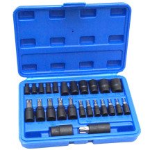 Jogo Torx E e T Vidro 25 Peças 1/4 3/8 1/2