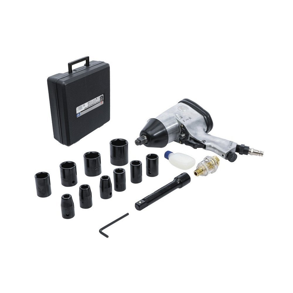 Chave de impacto de 1/2" com ferramentas de 312 Nm