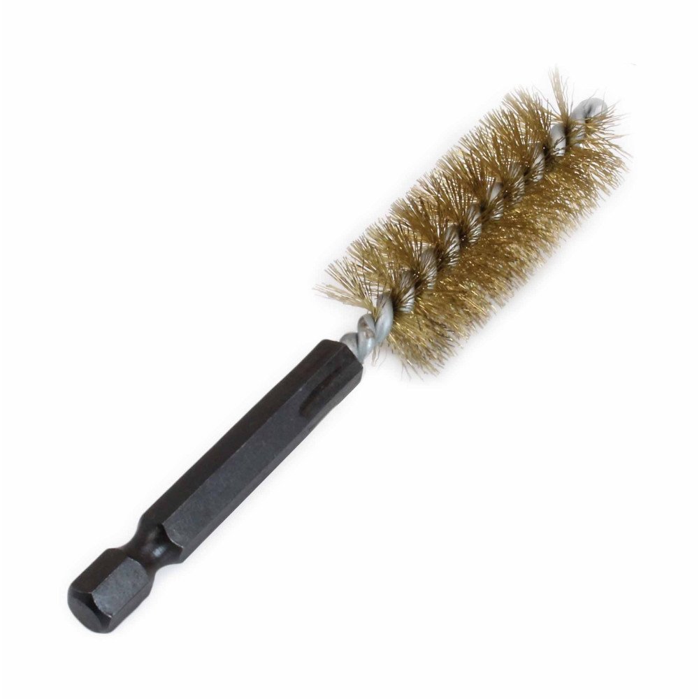 Escova de fio de aço latonado 18 mm. Escova de fio de aço latonado 18 mm.