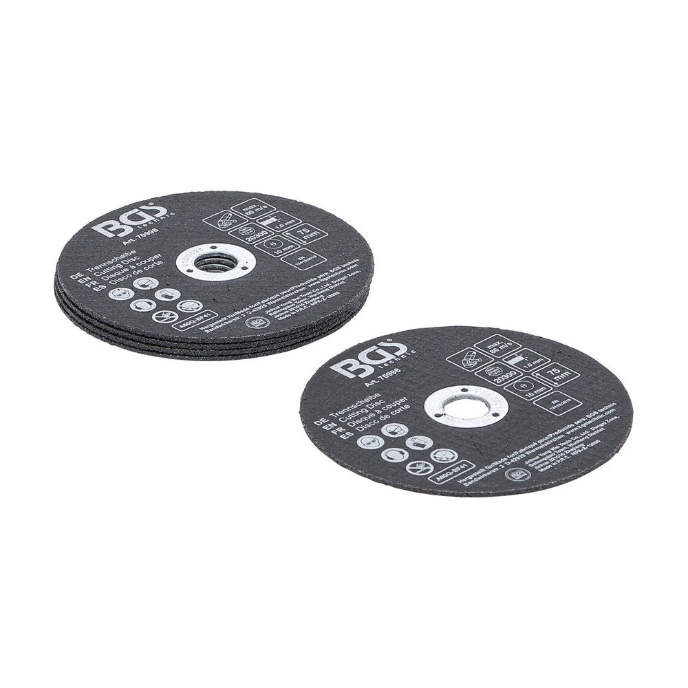 Discos de corte ajustados para aço inoxidável Ø 75 x 1.0 x 10 mm 5 peças