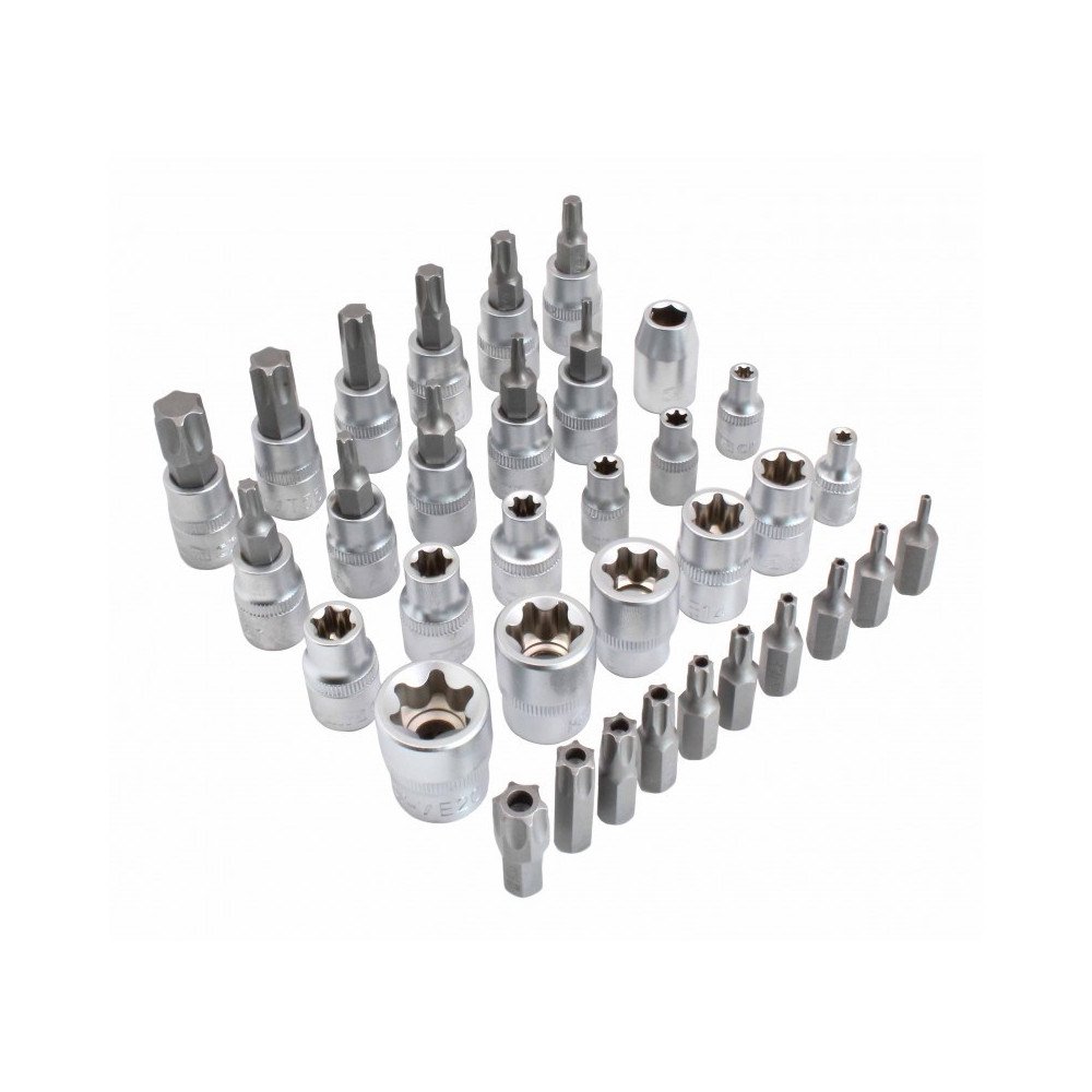 Juego De Llaves De Vaso Torx Y Exteriores | 8-36mm + E10-E24 | 1/2 Pulgada | TECPO