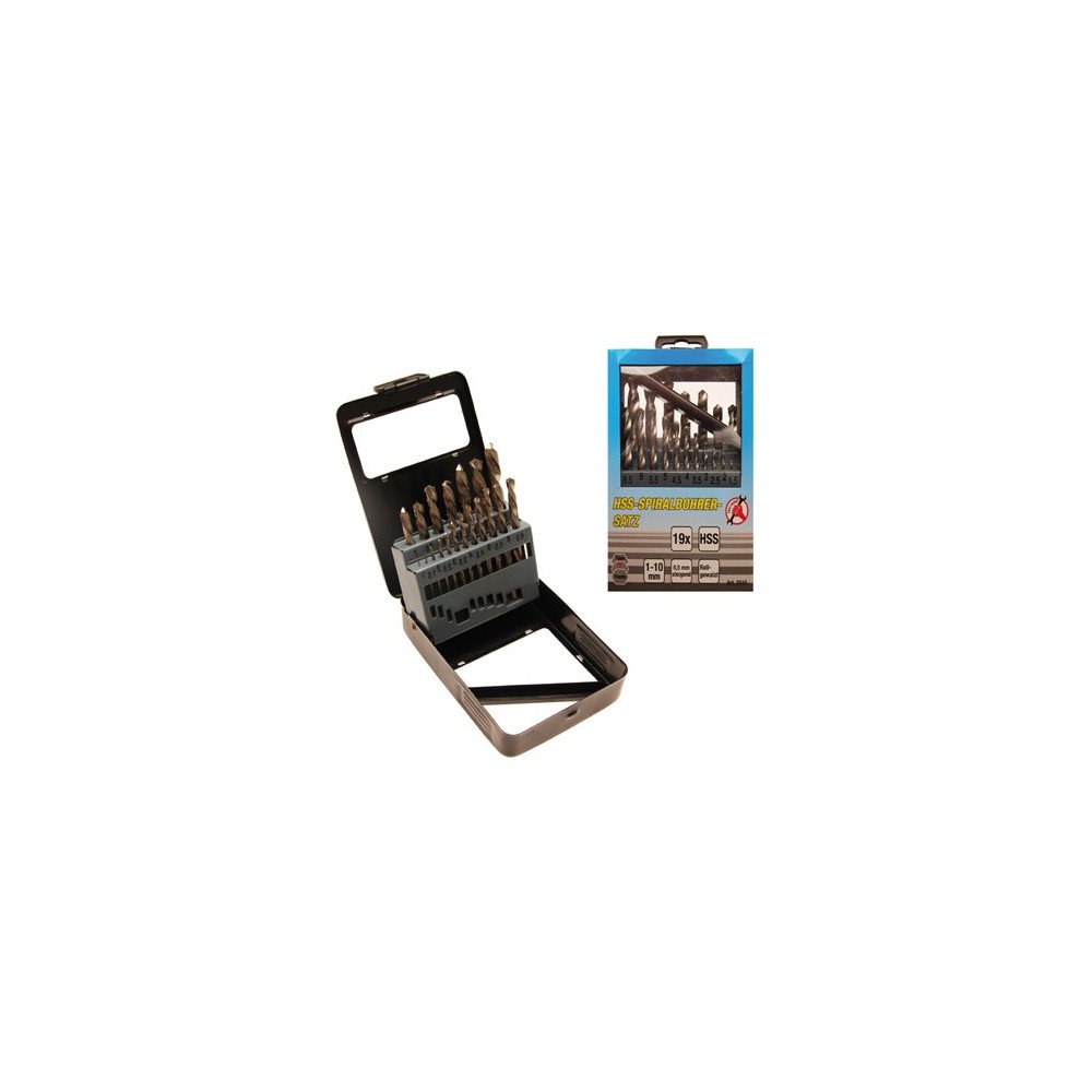 Conjunto 19 peças de HSS 1-10 mm brocas. Conjunto 19 peças de HSS 1-10 mm brocas.