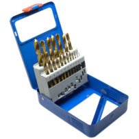 Conjunto 19 peças de brocados espiral de titânio HSS-nitriated 1 - 10 mm