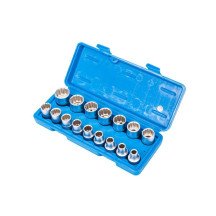 Juego 16 llaves de vaso bi-hexagonal cortos 1/2" 8-24 mm